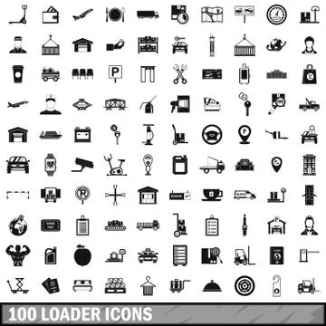100 loader icons set, simple style Illustrazione stock