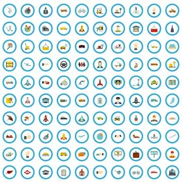 100 logistical support icons set, flat style 스톡 일러스트
