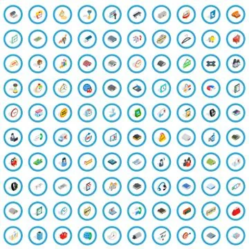 100 logistics icons set, isometric 3d style Illustrazione stock