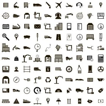 100 Logistics icons set, simple style イラスト素材
