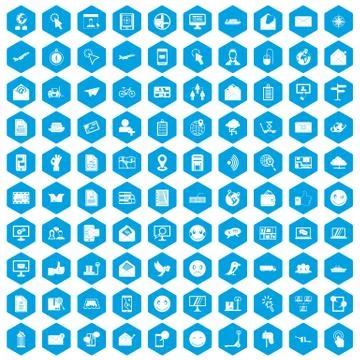 100 mail icons set blue Illustration