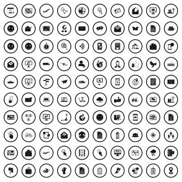 100 mail icons set in simple style Illustration