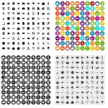 100 mail icons set vector variant Illustration