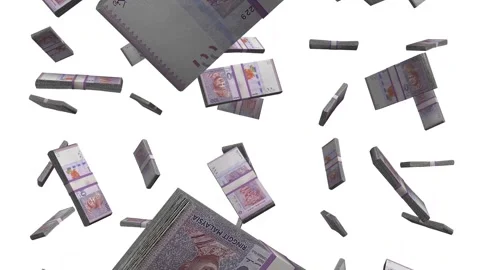 100 Malaysian Ringgit Falling Animation on White Screen Stock Footage 302587864