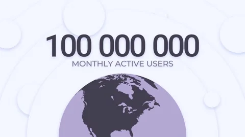 100 Million Monthly Active Users Infographic Animated Planet Earth Stock Footage 346707055
