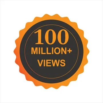 100 million + views vector icon, sticker with colors for social media. Stock Illustration