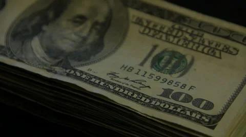 100$ Money Stack Close Up HD Stock Footage 1091774