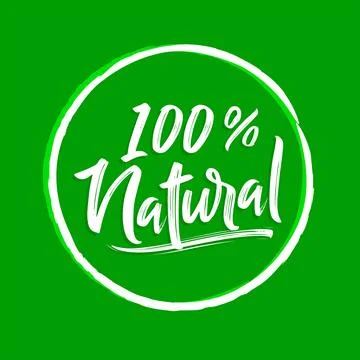 100% Natural rounded vector emblem design. Illustrazione stock