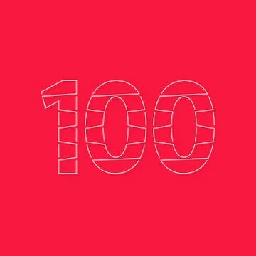 100 number, linear stroke font. Modern trendy, creative style design. For log Stock Illustration