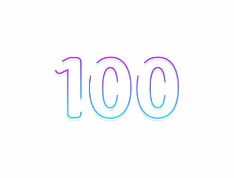 100 number, outline stroke gradient font. Trendy, dynamic creative style desi Stock Illustration