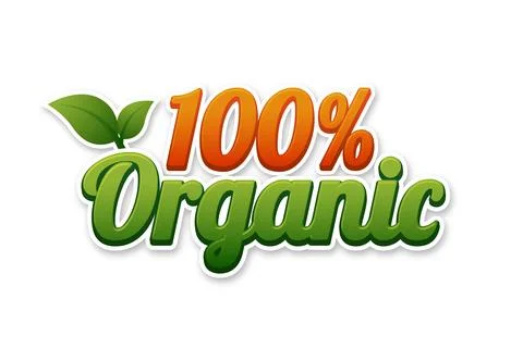 100% Organic product text effect Stock Illustration