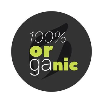 100% Organic vector icon. Gray white green isolated sign. Circle illustration Ilustração Stock
