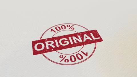 100% ORIGINAL stamp red print on the paper. 3D rendering Stock Illustration