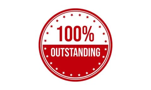 100% Outstanding Rubber Stamp. 100% Outstanding Grunge Stamp Seal Vector Il.. Stock Illustration