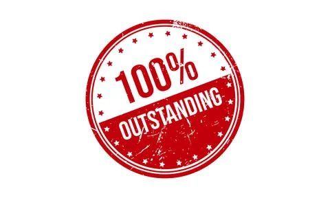 100% Outstanding Rubber Stamp. 100% Outstanding Grunge Stamp Seal Vector Il.. Stock Illustration