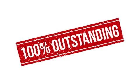 100% Outstanding Rubber Stamp. 100% Outstanding Grunge Stamp Seal Vector Il.. Stock Illustration