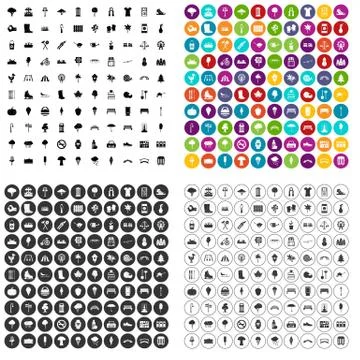 100 park icons set vector variant Ilustración de archivo