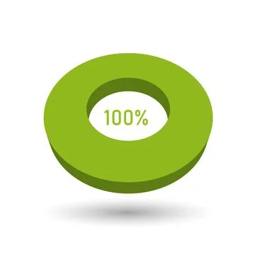 100 percent 3D vector pie chart Illustrazione stock