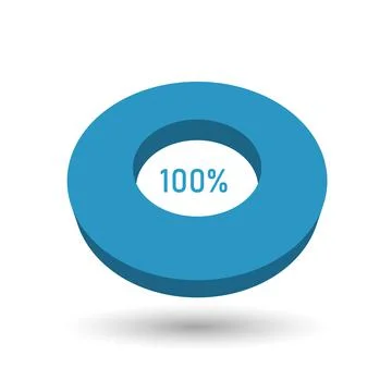 100 percent 3D vector pie chart Stock Illustration