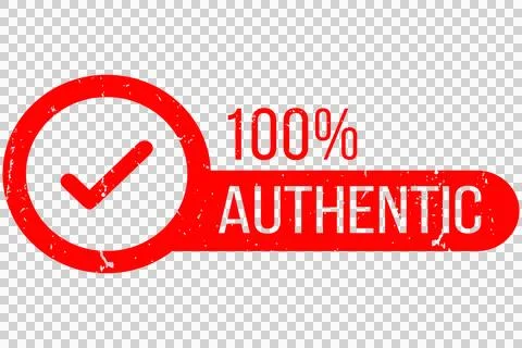 100 percent authentic red stamp with check mark Stock Illustration