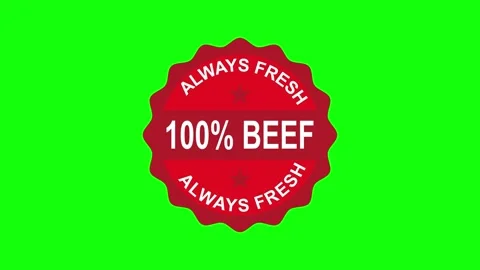 100 Percent Beef Always Fresh Badge on Green Screen Vídeos de archivo 323305902