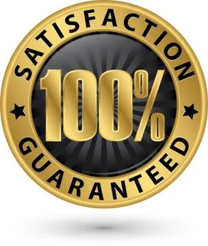 100 percent customer satisfaction guaranteed golden sign with ribbon, vector  Stock Illustration