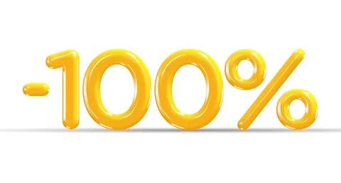 100 percent Off. Discount creative composition of golden or yellow balloons. Illustrazione stock