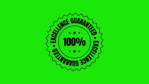 100 Percent Excellence Guaranteed Badge Greenscreen Animation Chroma Key Five Stockbeeldmateriaal 315702353