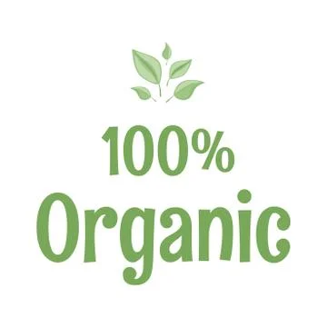 100 percent organic vector flat logo design. Eco-friendly lifestyle, environment Stock Illustration