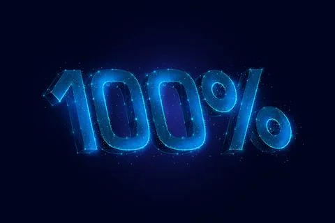 100 percent progress low poly vector illustration Stock Illustration