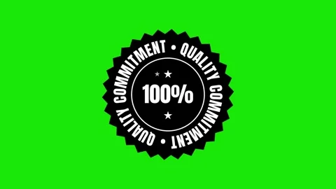 100 Percent Quality Commitment Badge Greenscreen Animation Chroma Key Stock Footage 315702417