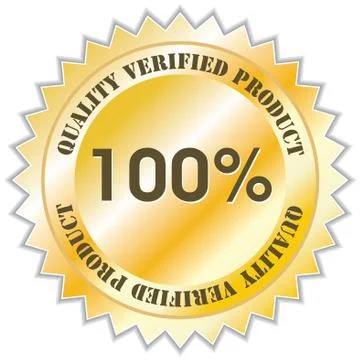 100 percent quality verified product label, vector illustration Stock Illustration