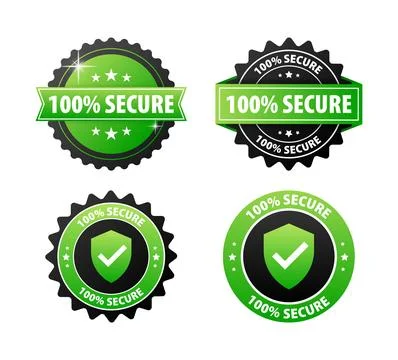 100 percent Secure label Maximum data protection and security Illustrazione stock