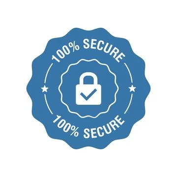 100 percent secure protection vector label. Badge or button for commerce website Stock Illustration