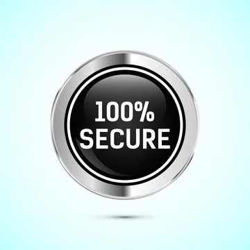 100 percent secure web button icon design Stock Illustration