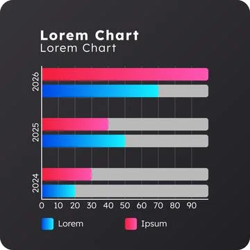 100 percent stacked bar chart dark slide chart Stock Illustration