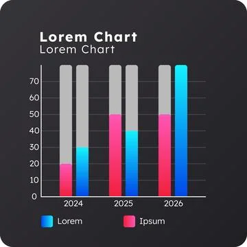 100 percent stacked column dark slide chart Stock Illustration