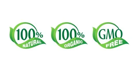 100 percents natural emblems set Stock-Illustration