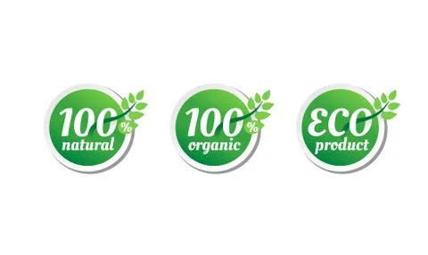 100 percents natural emblems set Stock Illustration