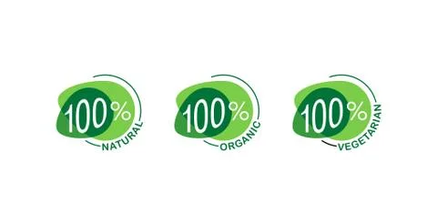 100 percents natural emblems set Stock Illustration