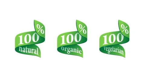 100 percents natural emblems set Stock Illustration