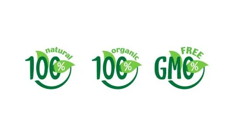 100 percents natural emblems set Illustrazione stock