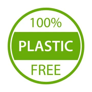 100% plastic free icon vector Plastic free warranty packaging sign for grap.. Stock Illustration