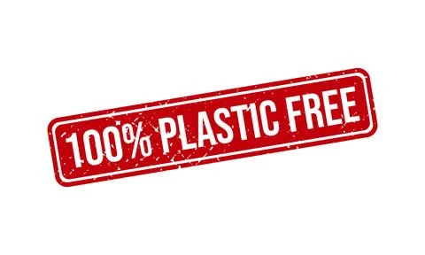 100% Plastic Free Rubber Stamp. 100% Plastic Free Grunge Stamp Seal Vector .. Stock Illustration