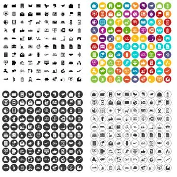 100 post and mail icons set vector variant Illustration