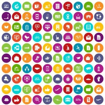 100 post and mail icons set color 스톡 일러스트