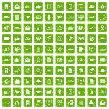 100 post and mail icons set grunge green Illustrazione stock