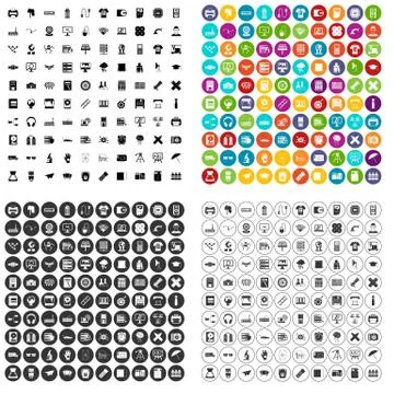 100 printer icons set vector variant Stockillustratie