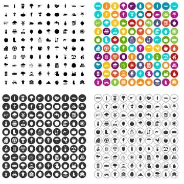 100 productiveness icons set vector variant 库存插图