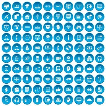 100 programmer icons set blue Stock-Illustration
